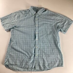 IZOD Mens Shirt XL Plaid Short Sleeve Button Up Poplin Mens Comfort Casual